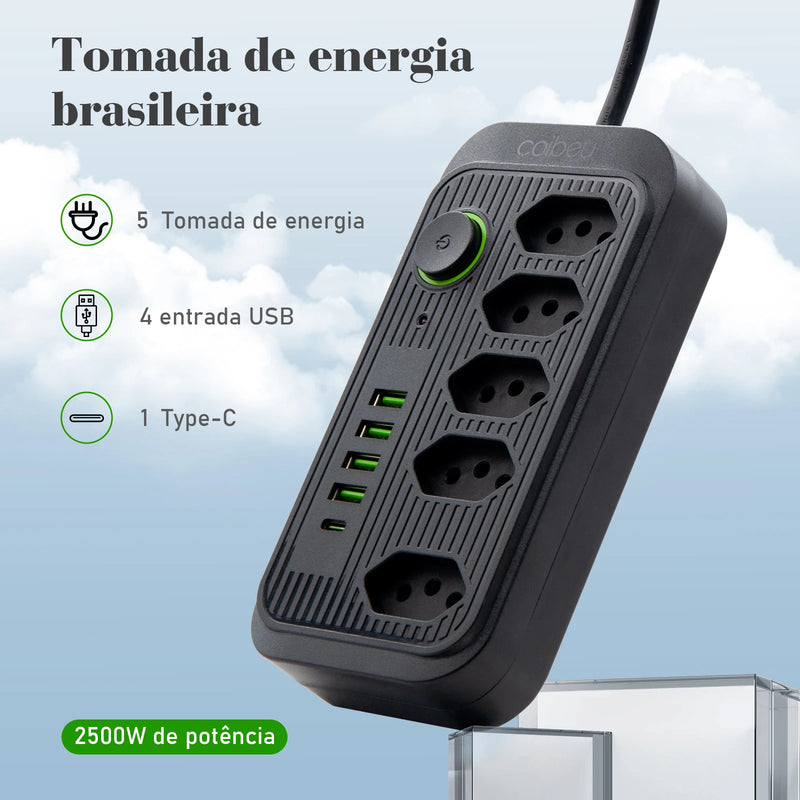 Régua Extensora com USB Alpha PowerStrip 2m
