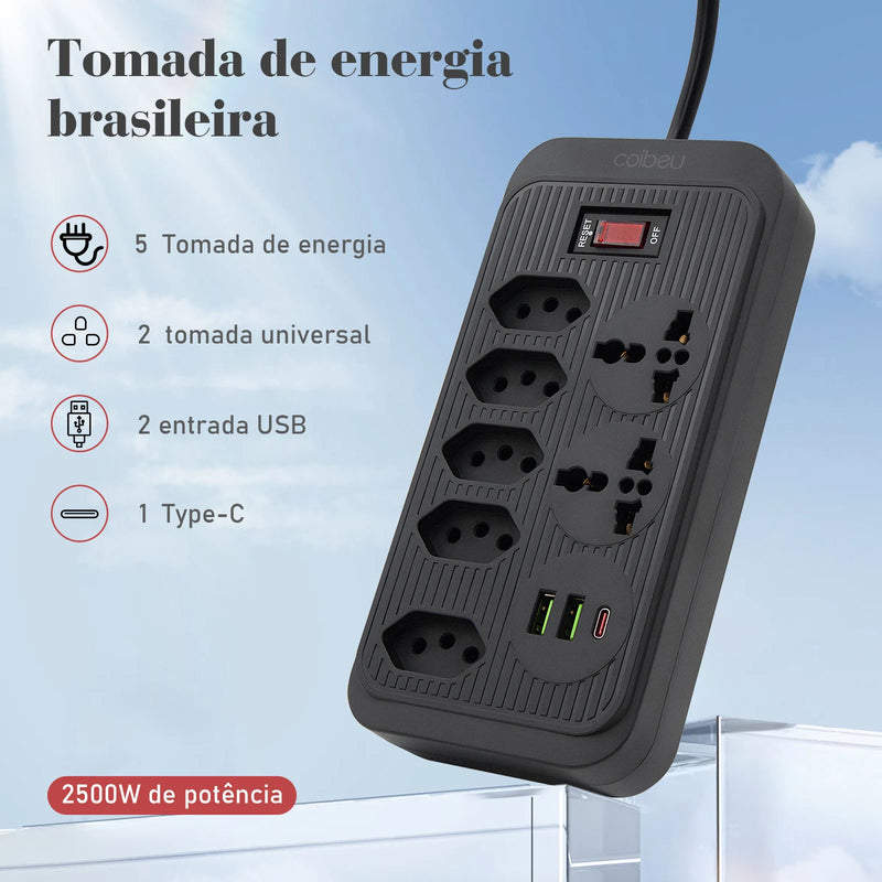 Régua Extensora com USB Alpha PowerStrip 2m